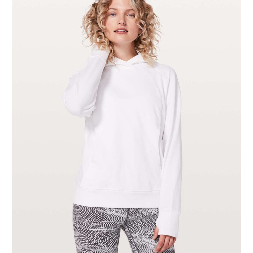 Women's Lululemon Light Gray Hoodie US 4 with Thumbholes & Zip Pocket